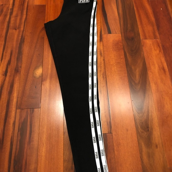 Pink leggings size XS black with white stripes on side - Picture 3 of 6